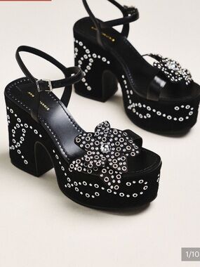 By Anthropologie Studded Flower Platform Heel